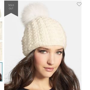 Kyi Kyi Genuine Fox Fur Pom Pom Beanie Hat